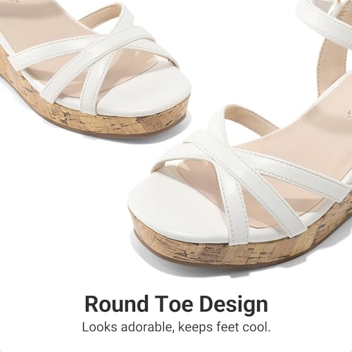 Image of DREAM PAIRS Girls Wedge Sandals Flatform Open Toe Summer Platform Sandals Flower Wedding Party for Little Kid /Big Kid