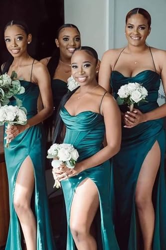 Women's Mermaid Prom Dress with Slit Satin Bridesmaid Dresses Long Corset Evening Formal Party Gown4