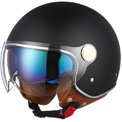 Wzggteam Vintage Jethelm Doppelvisier Schwarz