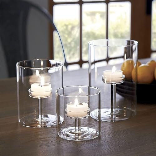 Ylsmile FLOATING CANDLES FOR CENTERPIECES Cylinder Hurricane Glass Candle Holder For Table Centerpieces, Clear Votive Candle Holders For Wedding Parties, Decorative Candleholders For Home Dining Room Decorations cover