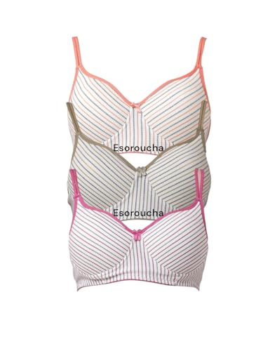 Image of Women's Cotton Full Coverage Lightly Padded Wirefree T-Shirt Bra Combo Pack of 3