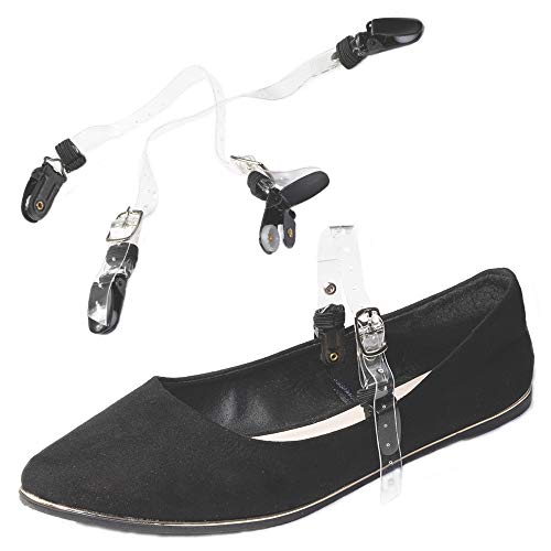 Detachable Shoe Straps ShooStraps - to Hold Loose high Heeled Shoes, Wedges and Flats (Double Transparent Clip Black) - Thumbnail 2