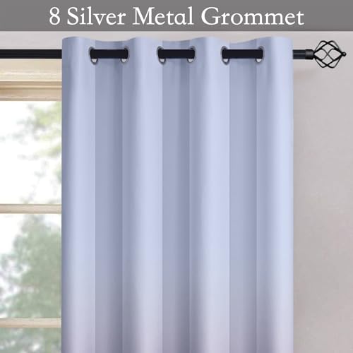 Image of SimpleHome Ombre Gradient Purple White to Gray Curtains for Bedroom,52Wx84L | Room Darkening Curtains,Light Blocking Thermal Insulated Grommet Window Curtains for Living Room,2 Panels,84 Inches Length