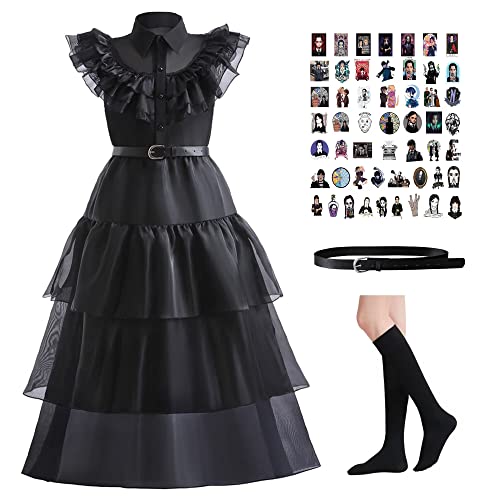 Wohoparki Wednesday Addams Dress Costumes For Girls Birthday Halloween Family Cosplay Party Addams Dress Xxl #TOP19