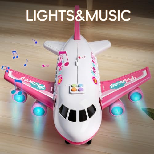 bulucoben Pink Airplane Toy for Kids with 9 Mini Cars & Play Mat by bulucoben - Used condition - Image 6