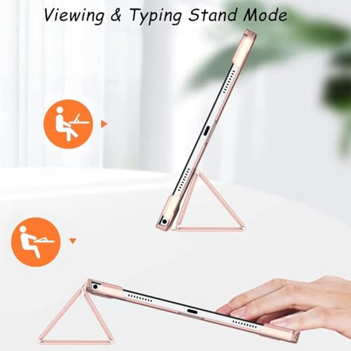 Image of ProElite Cover for Samsung Galaxy Tab A11 Plus 11 inch Case Cover, Smart Flip Case Cover for Samsung Galaxy Tab A11+ 11 inch Translucent Back with Stylus Pen, Rose Gold