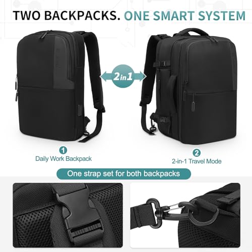 Mochila de viaje 2 en 1 para hombre con laptop 16" negra miniatura 2