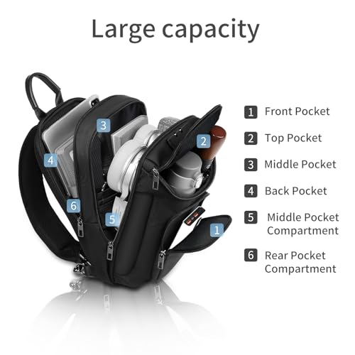 Image of reeyee Sling Crossbody Bag Men, Travel Hiking Shoulder Chest Bag Backpack | Anti-Theft Combination Lock,Fits 11 inch Tablet,Waterproof,Durable Fabric,Multi-compartment, storage,strap,for Commuting