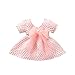 MAHUAOYIXI Abito Bambina Neonata Estate a Maniche Corte con Fiocco in Rete con Scollo a V Abito a Trapezio Bambina Principessa Elegante Battesimo Abito Casual (Rosa, 12-18 Mesi)