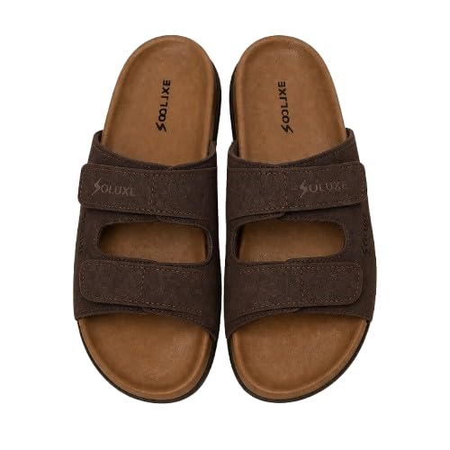 Men’s Royal Slippers | Lightweight Footwear | Home & Outdoor Mens Footwear | Casual Wear | Open Toe Sandals with Adjustable Hook & Loop Strap - Black & Brown-image-34