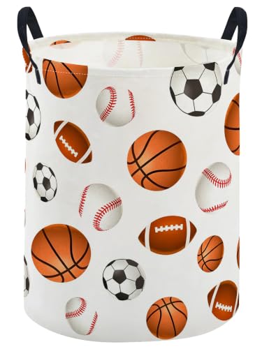 Image of ESSME Kids Laundry Basket,Boys Hamper Collapsible Canvas Waterproof Storage Bin for Boys, Ball Hamper,Gift Baskets(Ball)