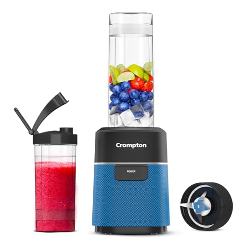 Crompton Ameo Fresh|premium Nutri blender|Smoothie Maker|400 watts powerful motor|3 Food grade jars|Sipper Cap|Storage lid|Black & Red Color|1L Blender jar|2 years warranty