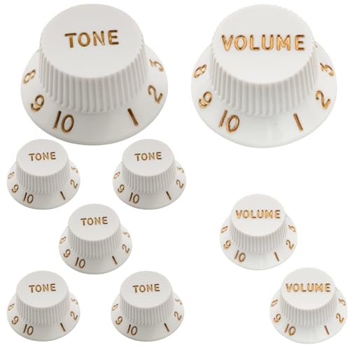 Ultra Universal Strat Potiknöpfe Knobs Gitarre Weiß 3 Volume 6 Tone Set fürFender Stratocaster ST Style E-Gitarre, Parchment (Weiß)