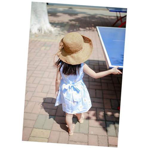 Didiseaon Girls Casual Straw Sun Hat for Boy Girl Beach Vacation Protective Cap Khaki Stylish Bowknot Design Fits for Outdoor Fun2