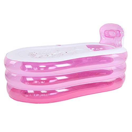Preisvergleich Produktbild Cocoarm Aufblasbare Badewanne PVC Badewanne Beweglich Inflatable Bathtub Relax Pool mit Nackenkissen f¨¹r Erwachsene Kinder 143 x 80 x 46 cm (Rosa)