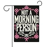 Garden Flag “Halloween Bat & Letter Witch NOT A MORNING PERSON” Double Sided 12x18 In Burlap Seasonal Yard Decoration for Outside Porch