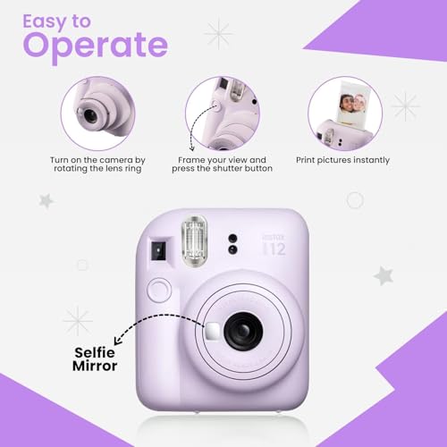 Fujifilm Câmera instantânea Instant Mini 12 + pacote de acessórios BluebirdSales e capa personalizad