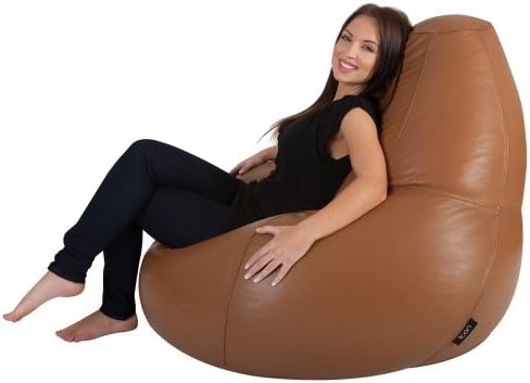 COMFY PVC LEATHER LARGE BEAN BAG-TAN BROWN