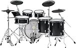 XDrum DD-670 PLUS Mesh E-Drum Kit - batteria elettronica con vera HiHat e casse in legno - pad rullante 14" e pad cassa 20" - 720 suoni, 20 kit utente - incl. hardware - Black Sparkle