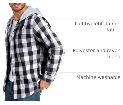 Swisswell Men's Flannel Button Down Plaid Hoodie Shirt w/ Pockets - image 4