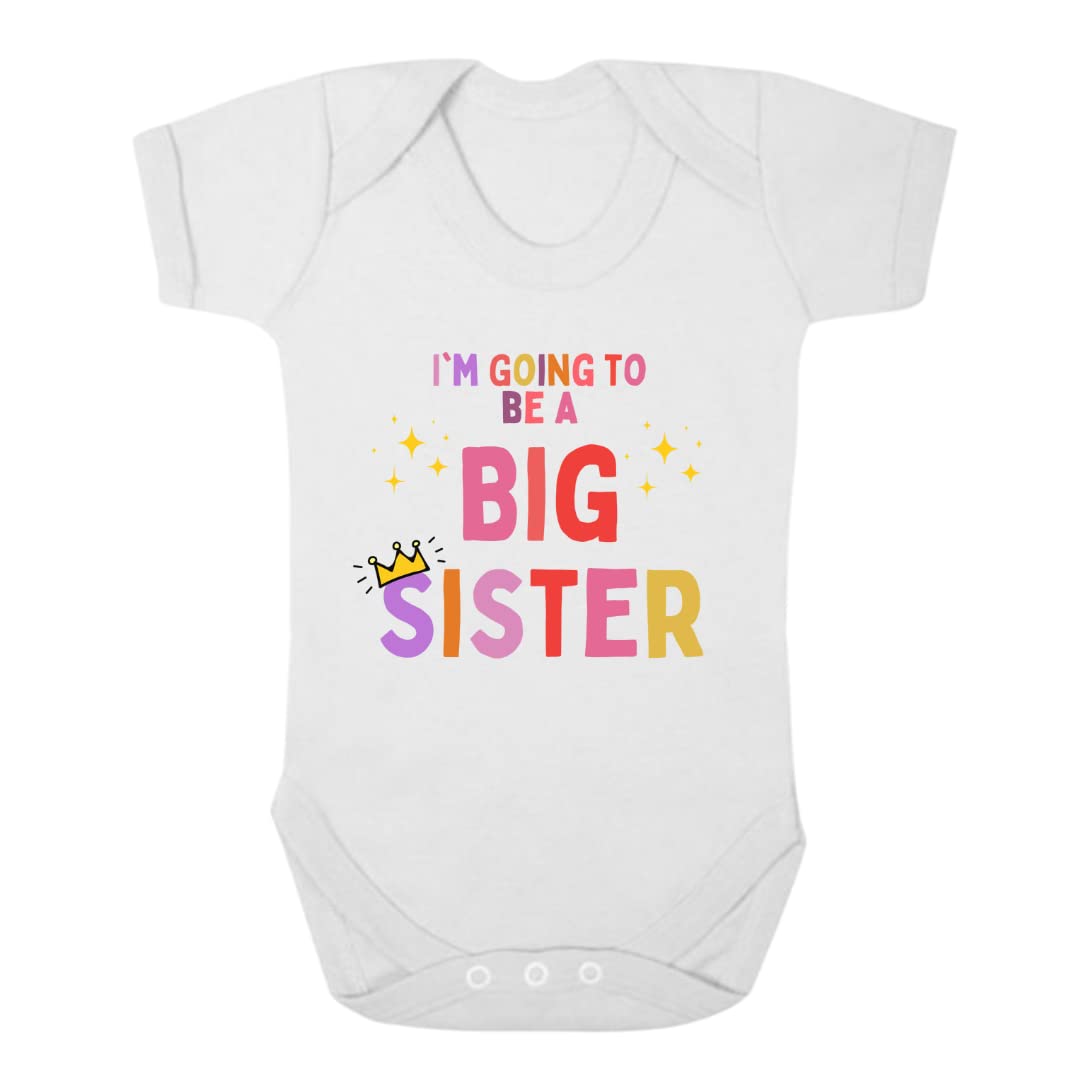 Second Ave Cute Babygrow Vest Reveal Pregnancy Announcement White Shortsleeve Bodysuit Big Sister Baby Grow Outfit