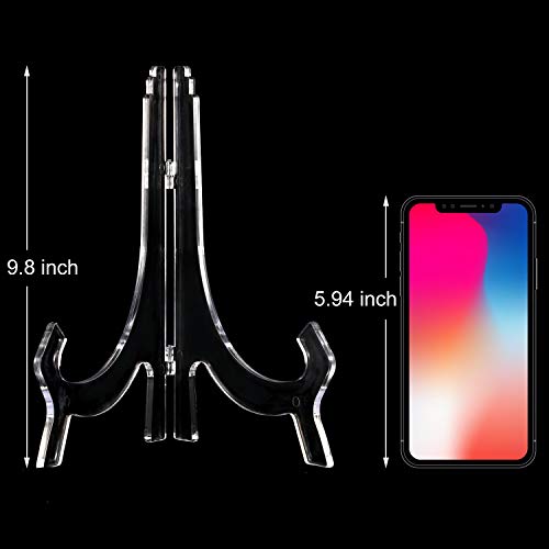 2 Pieces, 9.8 Inches Clear Acrylic Easels Display Stands/Plate Stands For Display Photos Holder Picture Frames Or Other Items At Weddings, Birthdays, Home Decoration, Tables #TOP2