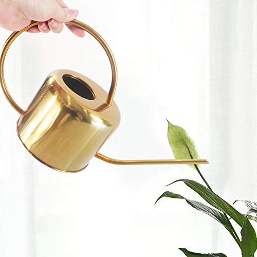 Ecoticfate Regadera de Acero Inoxidable Watering Pot Regadera Jardin Metalica Watering Can Large 1300 Ml Jardinería Europea Pot Hogar Ducha Olla Oro Pequeña Flor de Riego