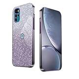 WBWONE Glitter Cover per Motorola Moto G22, Bordo Elettroplaccato, Custodia Morbida con Adesivi Scintillio, Anti-Graffio Case - Viola