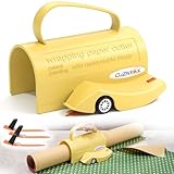 Wrapping Paper Cutter, Christmas Gift Wrapping Cutter with 3 Replaceable Blades | Paper Roll Cutter Tool for Holiday Wrapping and Crafting Projects (Yellow)