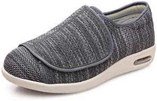 ZUMEIJIA Women's Diabetic Shoes for Women Casual Adjustable Walking Shoes Wide Shoes for Elderly Swollen Feet Non-Slip Air Cushion Bottom Fattening and Widening Dark Grey 6.5