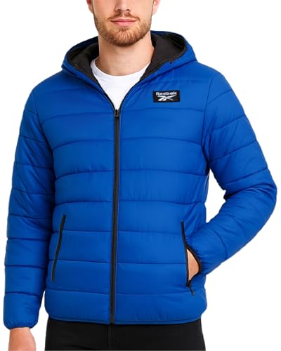 Image of Reebok Mens Puffer Jacket - Lightweight Quilted Glacier Shield Plus Size Puffer Jackets for Men - Insulated Mens Winter Coats