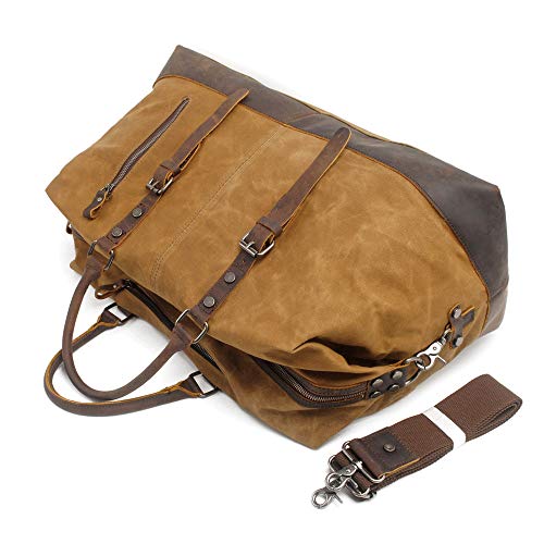 Leather Travel Duffel Bag for men Gym Sports Weekender Luggage Carry on Airplane Leather Bag