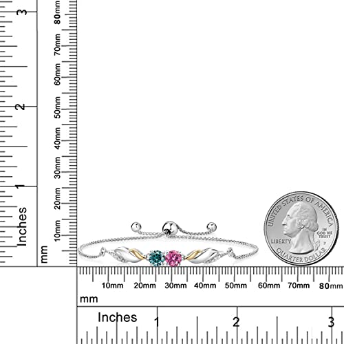 Gem Stone King 925 Sterling Silver and 10K Yellow Gold Customized and Personalized Engrave Gemstone Birthstone and white Lab Grown Diamond Tennis Bracelet For Women Fully Adjustable Up to 9 Inch4