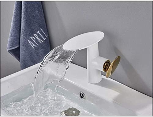 Robinet d'évier à levier unique blanc mitigeur eau chaude froide de salle de bain