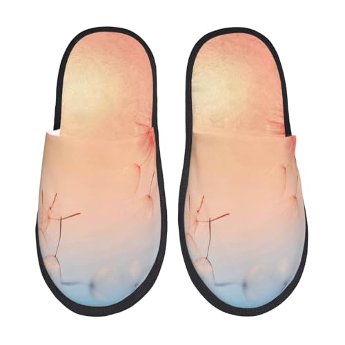 The Sunset Of Dandelion Print Women Slippers Home Furry Shoes Keep Men Couples Shoes Warm For Women-