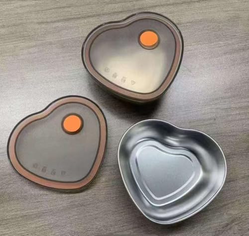 Image of Clazkit New Refrigerated Vacuum Stainless Steel 600ML Fresh Lunch Box Heart Shape Lunch Box Airtight Food Storage Container with Lid,Birthday Return Gift -Pacck of 2