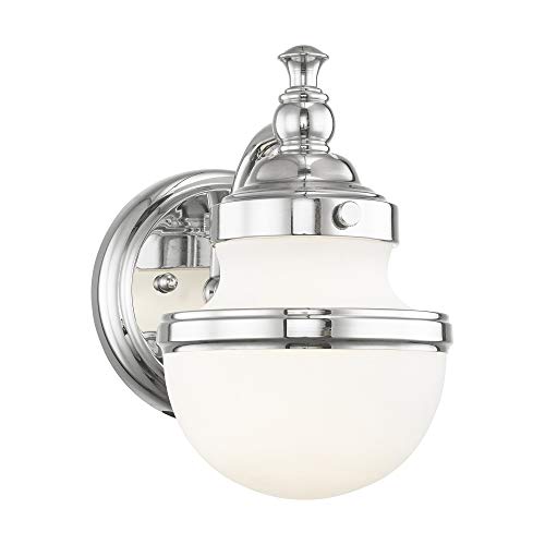 Image of Livex 5711-05 Transitional One Light Bath Vanity from Oldwick Collection Finish, Polished Chrome