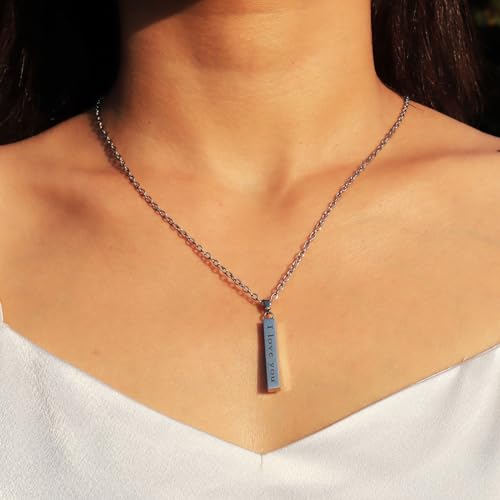 Forever And Always Necklace For Couples Best Friends Silver Black Pendant Stainless Steel Chain Promise Matching Engraved I Love You Always And Forever Necklace Set For Him And Her Boyfriend And Girlfriend3