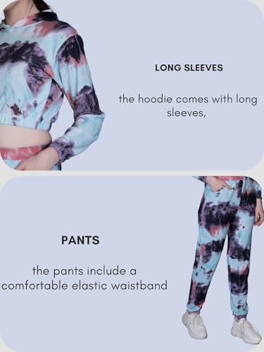 Image of GRECIILOOKS Co-ord Set for Women Stylish | Crop Top Fit Lycra Winter Hoodie set | Woolen Sweatshirts & Hoodies & T-Shirt For Girl | Printed Drawstring Trouser Clothes Hoodie with Pocket