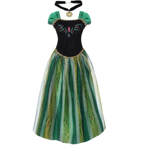 Queen Princess Adult Women Dress Costume Wig Necklace Cosplay Halloween, Kleid mit Halskette, Small