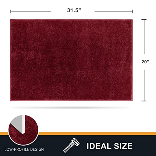 PURRUGS Dirt Trapping Door Mat 20" x 31.5", Non-Slip Machine Washable Entry Rug, Shoe Scraper, Dog Doormat, Super Absorbent Welcome Mat for Front & Back Door, Muddy Shoes & Paws, Burgundy Red