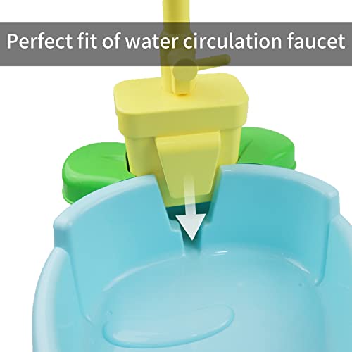 Image of Bird Bath Tub with Faucet and Toys, Automatic Parrot Bathtub Bird Bathroom Shower Accessory, Birds Bathing Bowl Swimming Pool Toy for Small Medium Parakeet Lovebird Goldfinch Cleaning Supplies