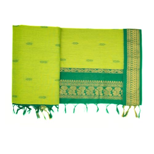 Image of Pure Kalyani Cotton Saree | Zari Border & Blouse Piece - Lata Gadwal Design | Traditional Saree