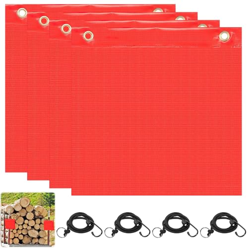 YANGUN 4 Stück Rote Warnflagge, Rote Fahne Überlänge 30x30cm, Warnflaggen mit Gummiseil Kupferschnallen Flagge, Warnfahne nach Stvo für überhängende Lasten wasserdicht und wetterfest Einheitsgröße YANGUN 4 Stück Rote Warnflagge, Rote Fahne Überlänge 30x30cm, Warnflaggen mit Gummiseil Kupferschnallen Flagge, Warnfahne nach Stvo für überhängende Lasten wasserdicht und wetterfest Einheitsgröße
