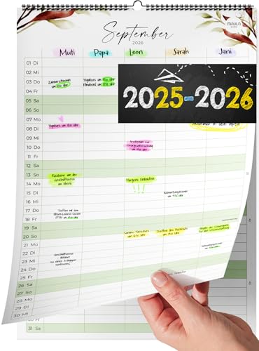 Familienplaner 2026 - Familienkalender & Wandkalender 2025 2026 für Zuhause, Büro und Familie - Jahreskalender 2025 2026 - Juli 2025 bis Dezember 2026 - Praktischer Kalender für Wand Grünpflanzen