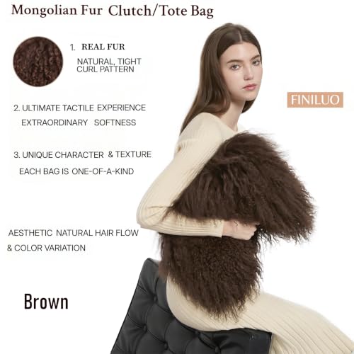 Image of Women Luxury Real Curly Mongolian Lamb Fur Purse
