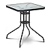 Uniprodo Tavolo da Giardino Rotondo Tavolino da Esterno Uni_Table_02 (60 x 60 cm, Nero, 70 cm, Vetro temperato)