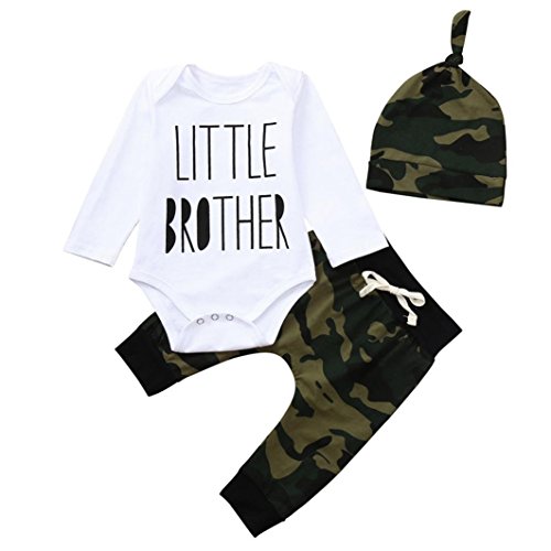 Fossen Invierno e Otoño Ropa de Bebe de 0 a 24 Meses Little Brother Peleles Tops Y Pantalones de Camuflaje para Recien Nacido Niño