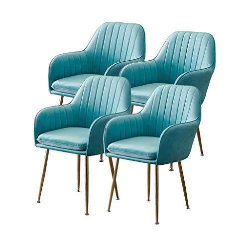 SJIALEN 4 Pcs Dining Chairs,with Backrest Soft Cushion for Office Lounge Dining Kitchen Bedroom Reception Chair Kitchen Chair (Color : Sky Blue)