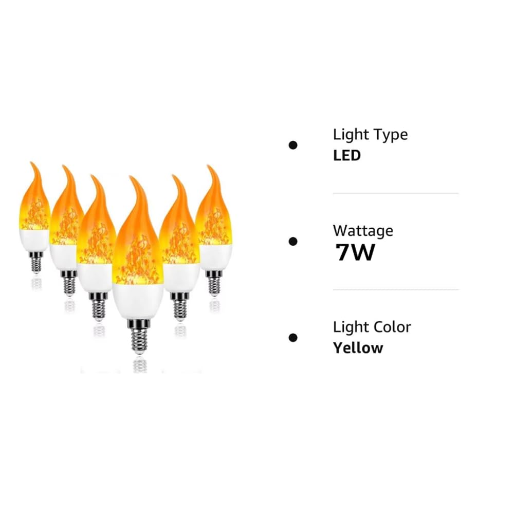 6Pcs E14 LED Simulato Fiamma Lampadine 85-265V Lampada di Mais Sfarfallio LED Candela Luce Fiamma Dinamica Effetto Fiamma per La Luce Domestica